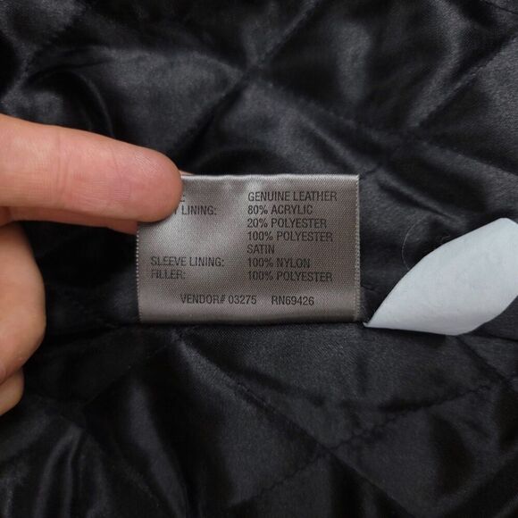 VINTAGE 90s Wilsons Leather Genuine Leather Western Fur Collar Coat Black Medium - Picture 8 of 9